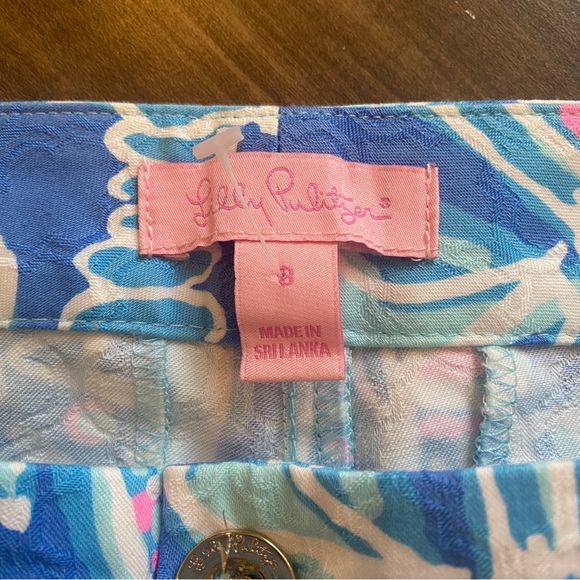 Lilly Pulitzer “Bay Blue Into the Deep” Cropped Cotton Ankle Pants Size 8 - Picture 4 of 6